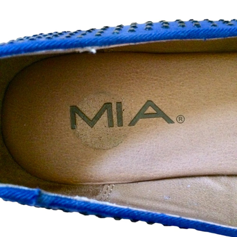 Mia Blue Bedazzled Flats Black Non-Skid Soles Sz 8 #03 - Picture 4 of 6